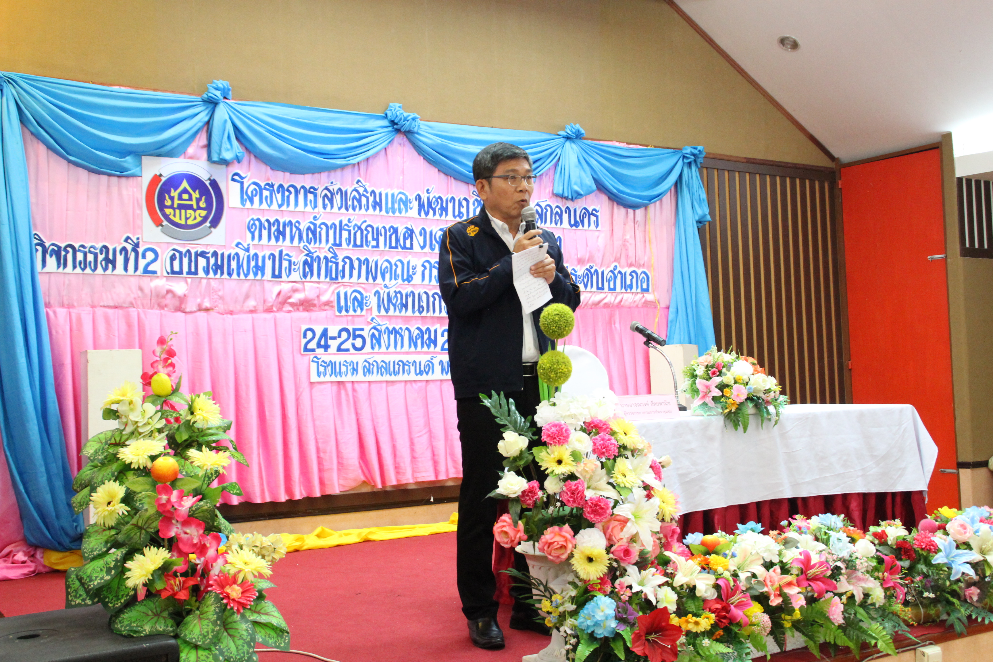 การฝึกอบรม โครงการส่งเสริมและพัฒนาชีวิตคนสกลนครตามหลักปรัชญาของเศรษฐกิจพอเพียง กิจกรรมที่2 อบรมเพิ่มประสิทธิภาพคณะกรรมการพัฒนาสตรีระดับอำเภอและพัฒนากร