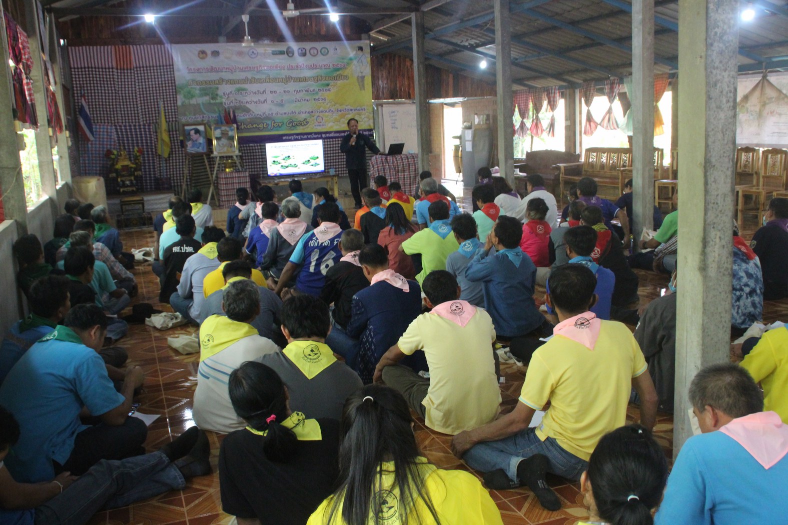 นายสมาน พั่วโพธิ์ พัฒนาการจังหวัดสกลนคร  บรรยายพิเศษในหัวข้อ “การขับเคลื่อนสืบสานศาสตร์พระราชา กลไก 357