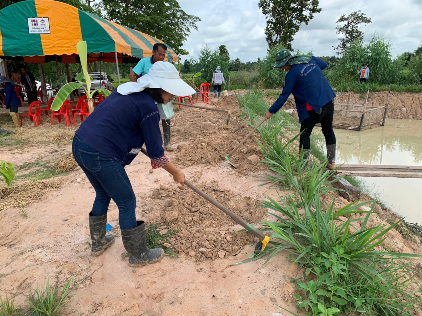 พช.+นพต.พังโคน เอามื้อสามัคคี วิถีชาว “โคก หนอง นา พช.”