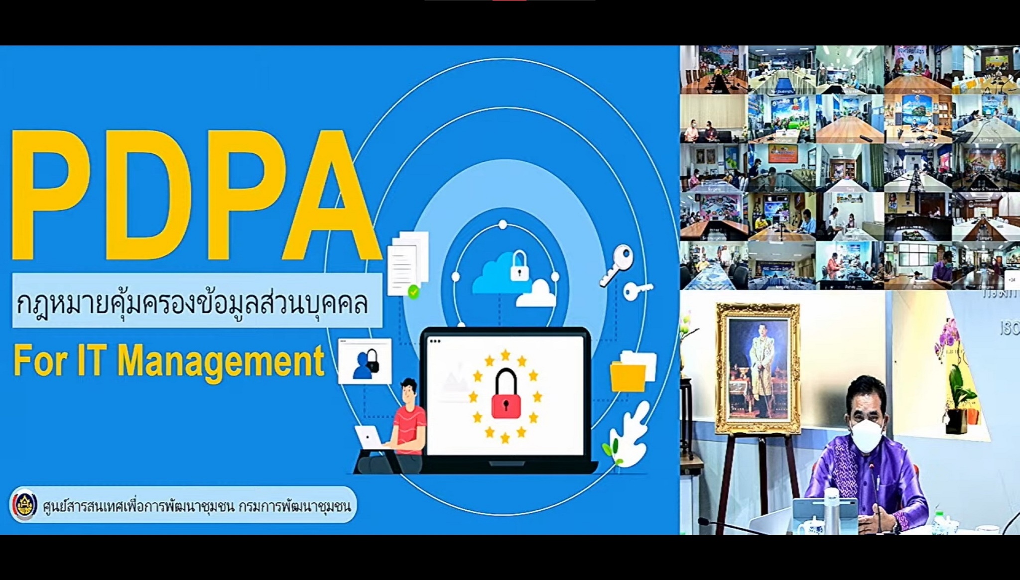 พช.สกลนคร : พช.สกลนคร : ร่วมรับฟังการประชุมชี้แจงเพื่อสร้างความเข้าใจเกี่ยวกับการคุ้มครองข้อมูลส่วนบุคลของกรมการพัฒนาชุมชน ผ่านระบบ Video Conference