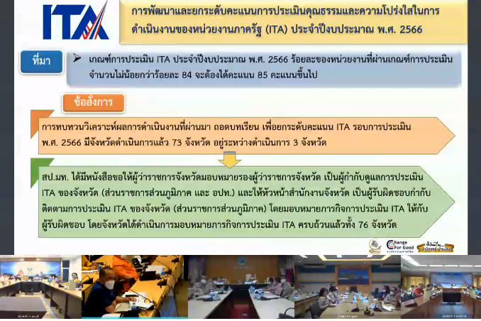 จังหวัดสกลนคร : ร่วมประชุมขับเคลื่อนและติดตามงานนโยบายของรัฐบาล งานภารกิจสำคัญของกระทรวงมหาดไทย ประจำปีงบประมาณ พ.ศ. 2566 (VCS)