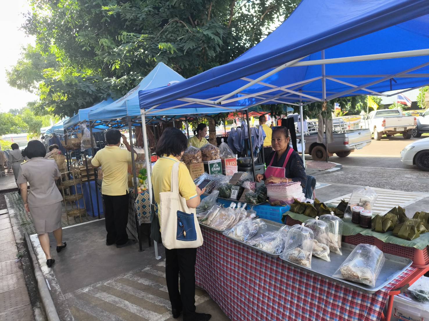 พช.สกลนคร : จัดตลาดนัดสินค้า OTOP อาหารปลอดภัย สินค้าดี สินค้าเด่นจังหวัดสกลนคร ส่งเสริมช่องทางการตลาดให้ผู้ประกอบการ OTOP